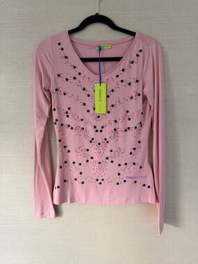 Versace Jeans Pink Studded Long Sleeve Top – Size XS / NWT